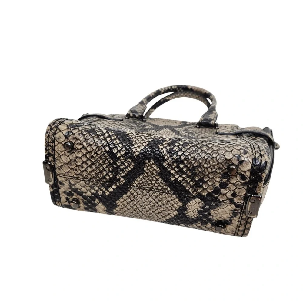 COACH Swagger Satchel Bag Womens Small Beige Snakeskin Leather Top Handle
